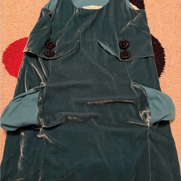 See By Chloe Teal Velvet mini dress - Picture 6 of 8